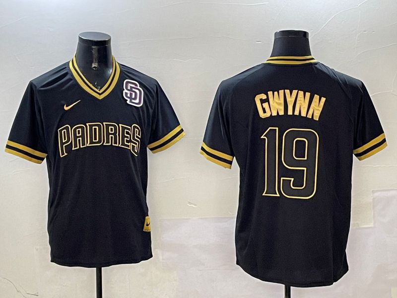 Men San Diego Padres #19 Gwynn Black Gold Game 2025 Nike MLB Jersey style 3253